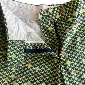 PETER MILLAR Women's Size 8 Blue Green Geometric Front Zip Bermuda Golf Shorts